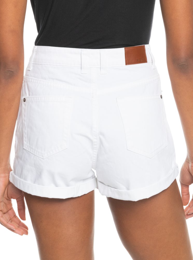 Shorts Roxy Authentic Summer White High Denim Blanche Femme | IXR-82230276