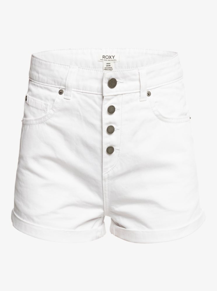 Shorts Roxy Authentic Summer White High Denim Blanche Femme | IXR-82230276