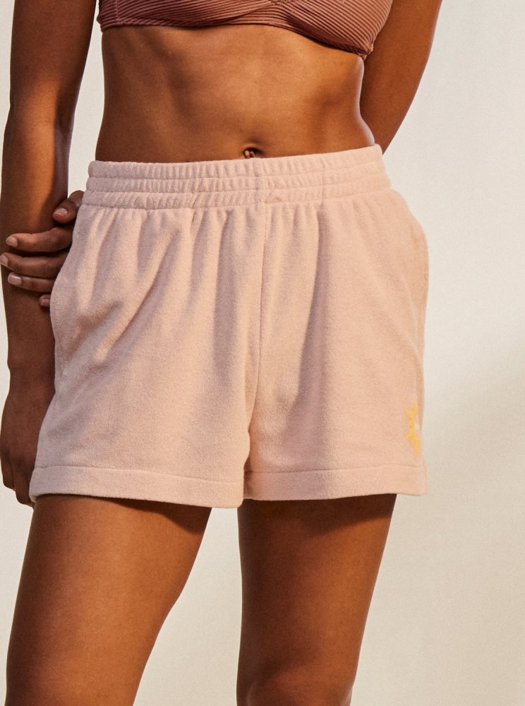 Shorts Roxy Better Not Wait Toweling Corail Femme | XAA-88504053