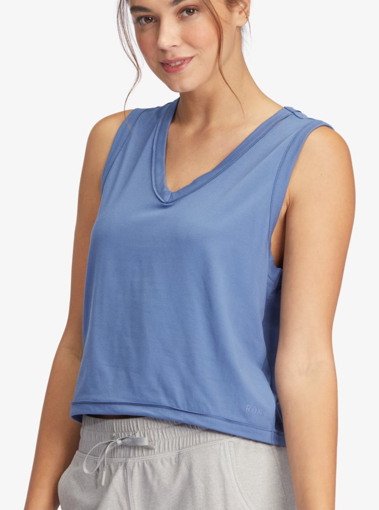 Debardeur Roxy Sun Might Shine V-Neck Bleu Femme | HBG-12518277