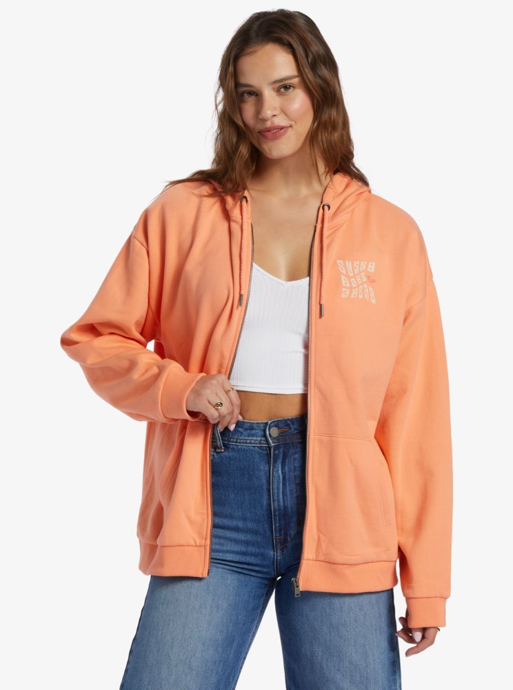 Sweat à Capuche Roxy Oversized Evening Hike A Oversize Rose Femme | QVE-97384462