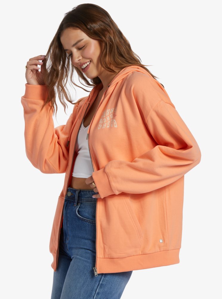 Sweat à Capuche Roxy Oversized Evening Hike A Oversize Rose Femme | QVE-97384462