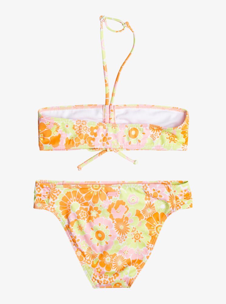 Bikini Roxy 4-16 Last In Paradise Two Piece Bandeau Set Orange Enfant | LHI-78006702