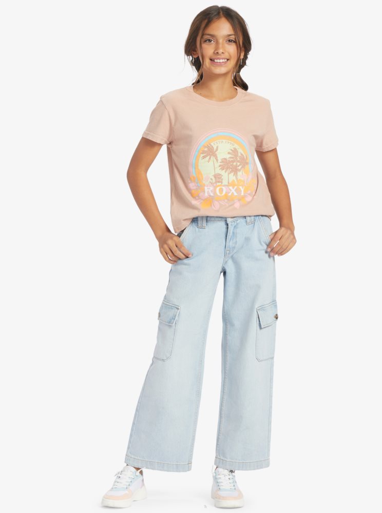 T Shirts Roxy 4-16 Haleiwa Moment Rose Enfant | PEB-36753469