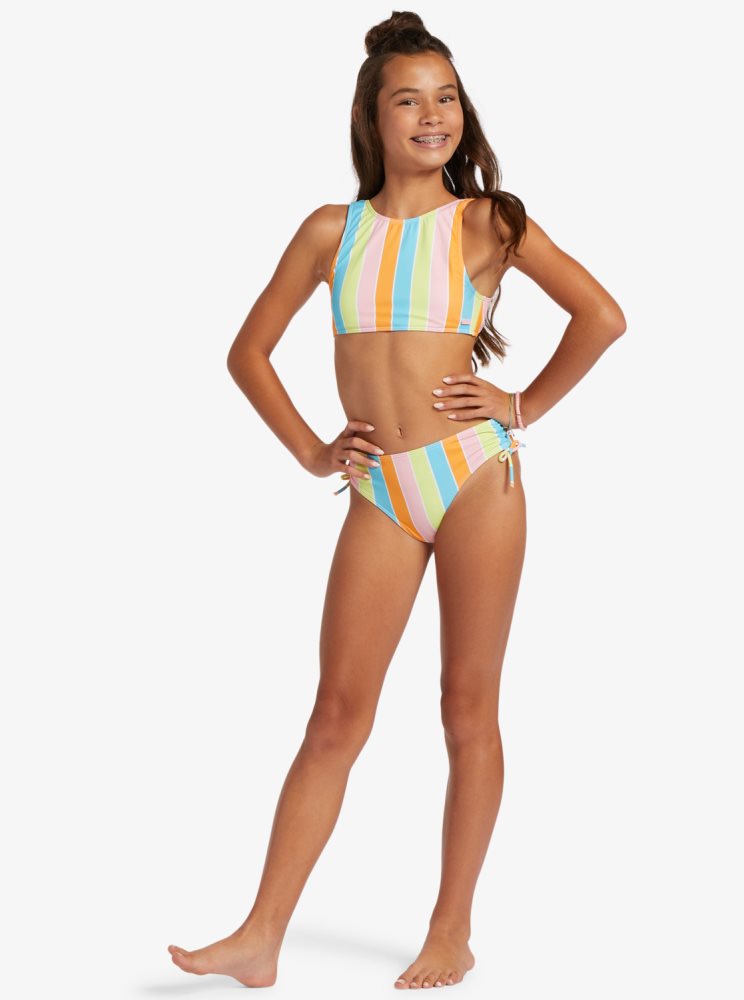 Bikini Roxy 4-16 Last In Paradise Two Piece Crop Top Set Multicolore Enfant | YAQ-99983432