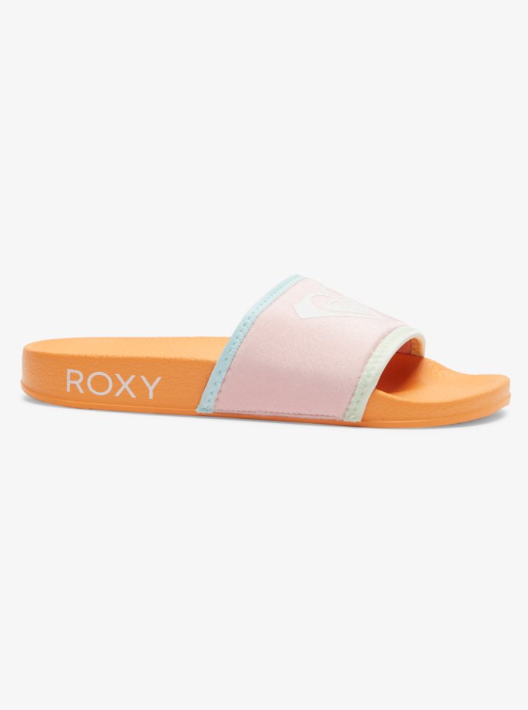 Sandales Roxy 4-16 Slippy Neo Blanche Orange Rose Enfant | DML-49143327