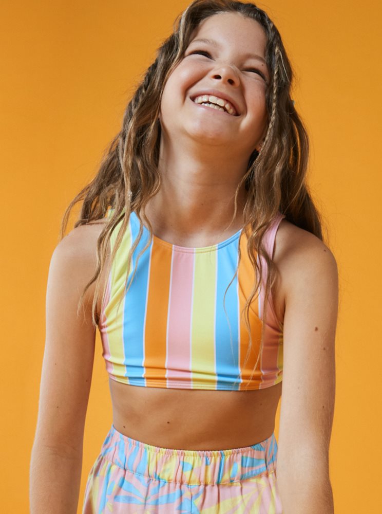 Bikini Roxy 4-16 Last In Paradise Two Piece Crop Top Set Multicolore Enfant | YAQ-99983432