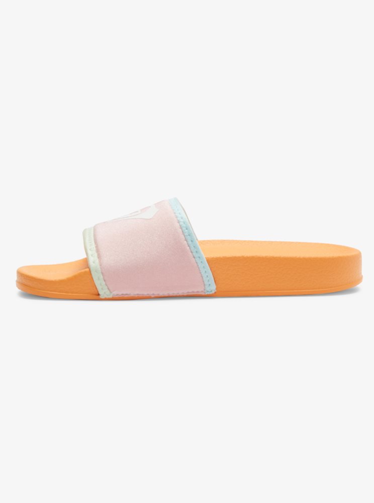 Sandales Roxy 4-16 Slippy Neo Blanche Orange Rose Enfant | DML-49143327