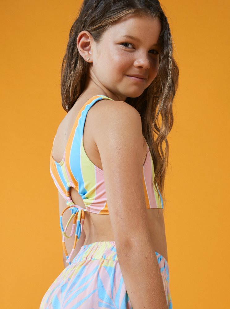 Bikini Roxy 4-16 Last In Paradise Two Piece Crop Top Set Multicolore Enfant | YAQ-99983432