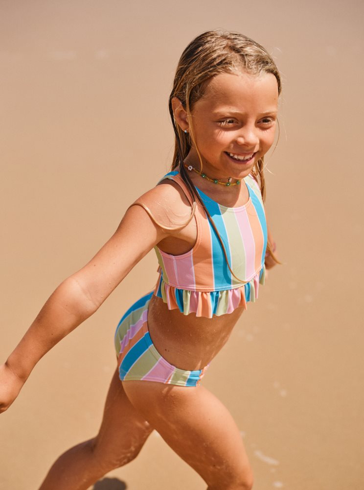 Bikini Roxy 4-16 Colors Of The Sun Two Piece Crop Top Set Multicolore Enfant | LKJ-34965887