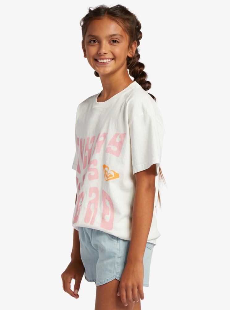 T Shirts Roxy 4-16 Sunny Days Oversized Blanche Enfant | SZB-39474180