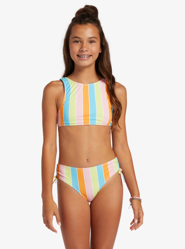 Bikini Roxy 4-16 Last In Paradise Two Piece Crop Top Set Multicolore Enfant | YAQ-99983432