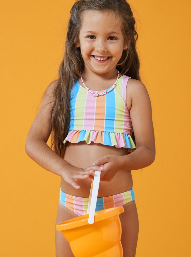 Bikini Roxy 4-16 Colors Of The Sun Two Piece Crop Top Set Multicolore Enfant | LKJ-34965887