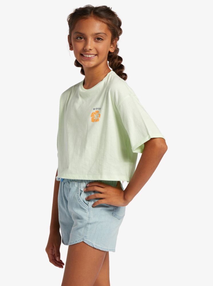 T Shirts Roxy 4-16 Call You Mine Oversized Cropped Vert Clair Enfant | USV-11455894