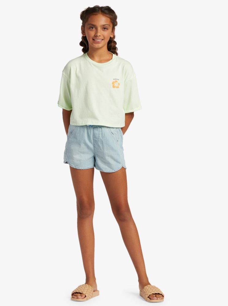 T Shirts Roxy 4-16 Call You Mine Oversized Cropped Vert Clair Enfant | USV-11455894