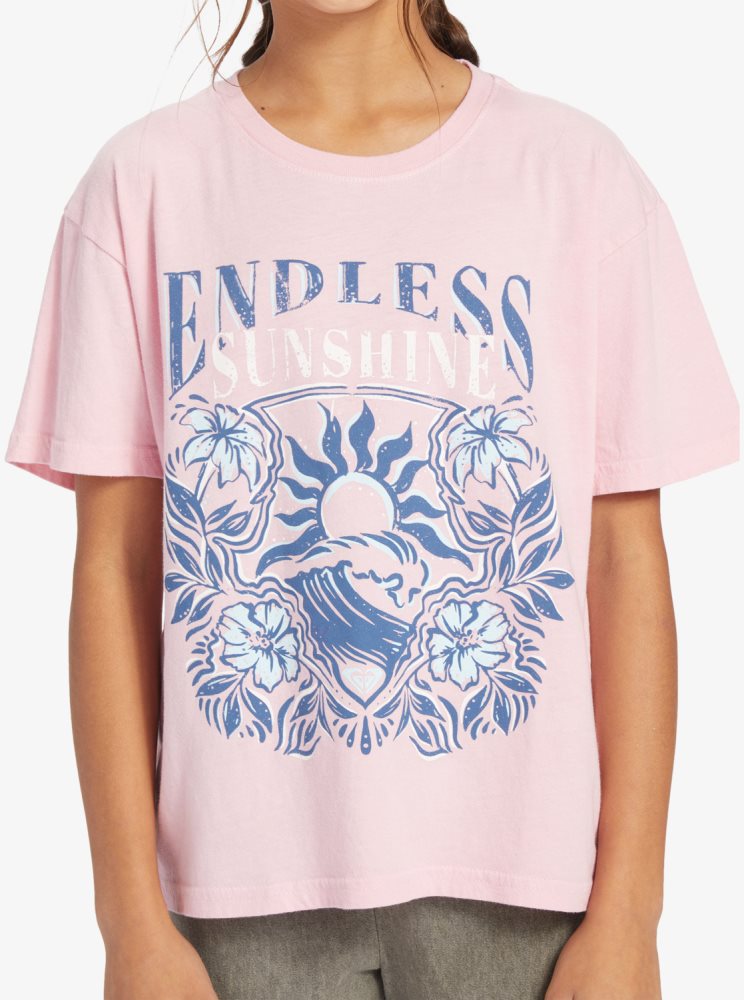 T Shirts Roxy 4-16 Endless Sunshine Oversized Rose Enfant | NMD-62131944