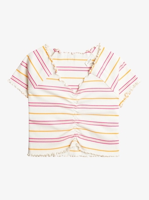 T Shirts Roxy Get The Party Started Blanche Stripes Enfant | JMW-47964282