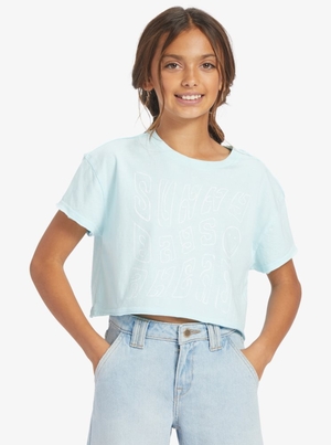 T Shirts Roxy 4-16 Sunny Smiles Oversized Cropped Bleu Enfant | LWE-92487324