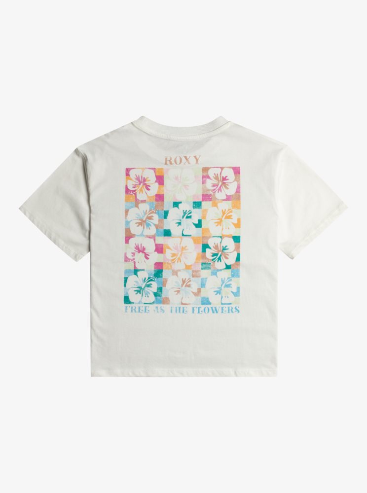 T Shirts Roxy 4-16 Gone To California Oversized Blanche Enfant | ZZP-75964128