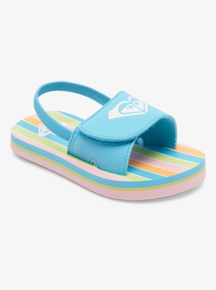 Sandales Roxy Finn Bleu Stripes Enfant | QMH-02817920