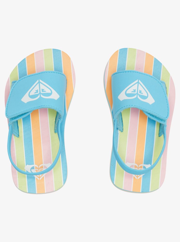 Sandales Roxy Finn Bleu Stripes Enfant | QMH-02817920