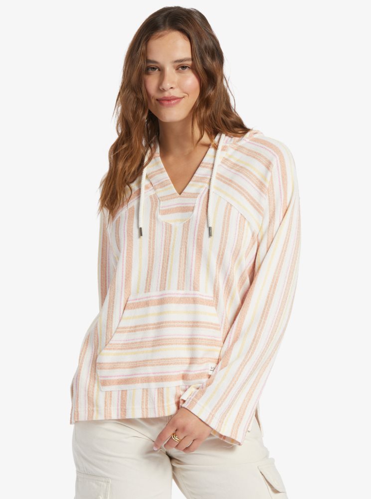 Sweat à Capuche Roxy Wild And Free Poncho Style Stripes Femme | NRW-52964266