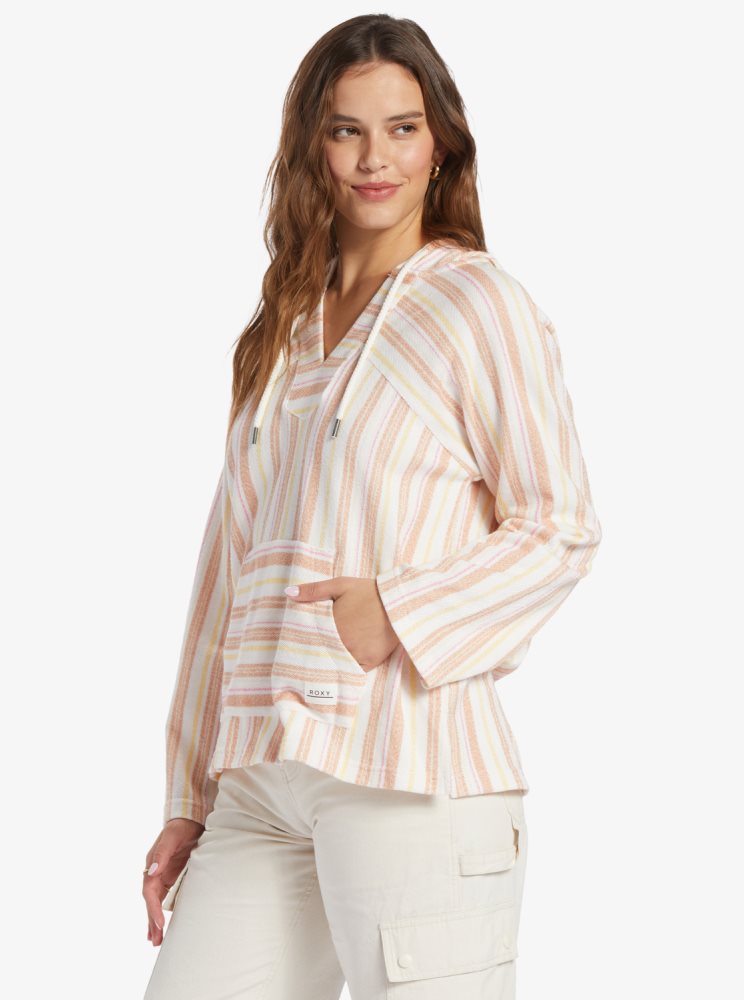 Sweat à Capuche Roxy Wild And Free Poncho Style Stripes Femme | NRW-52964266