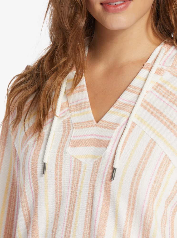 Sweat à Capuche Roxy Wild And Free Poncho Style Stripes Femme | NRW-52964266