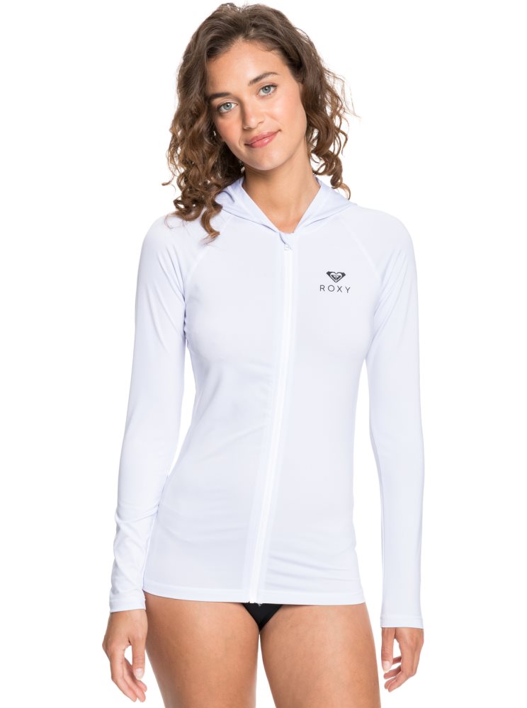 Rashguards Roxy Essentials Encapuchonné UPF 50 Long Sleeve Blanche Femme | QIF-82758590