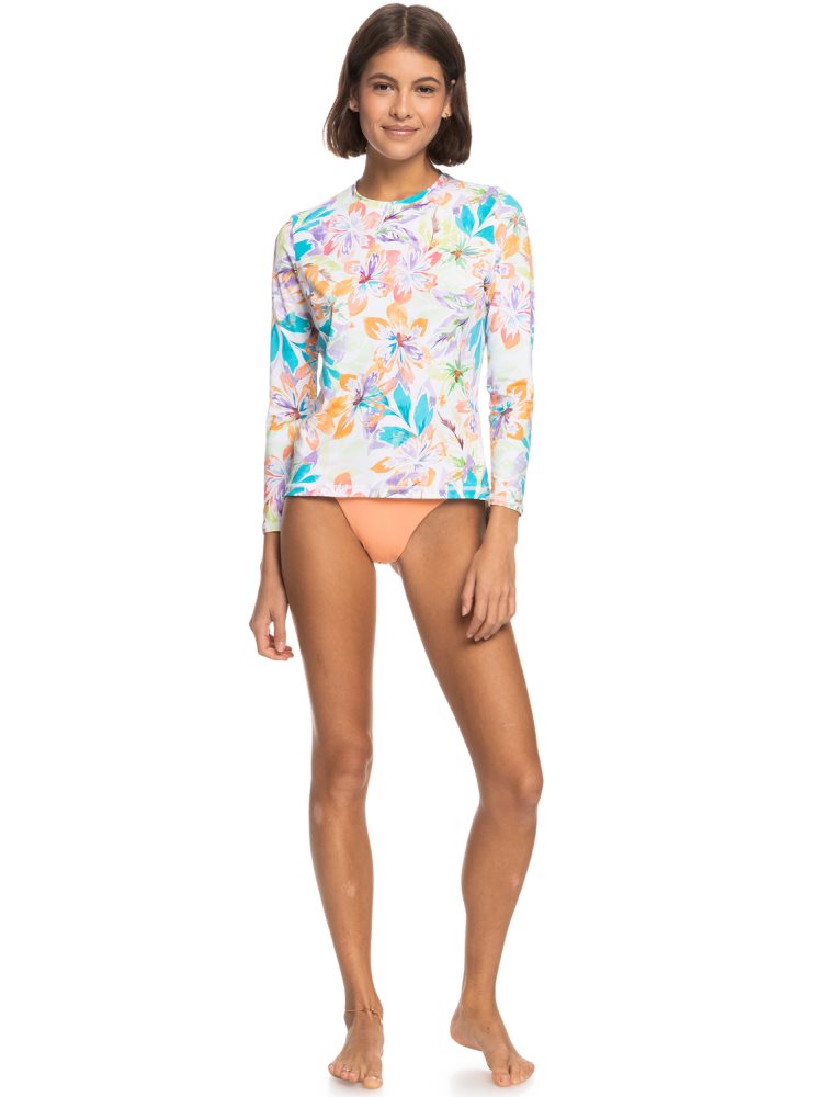 Rashguards Roxy Sea Skippin UPF 50 Long Sleeve Blanche Femme | IDW-22012621