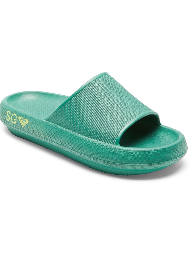 Sandales Roxy SG Slippery Slider Vert Femme | IBZ-12666850