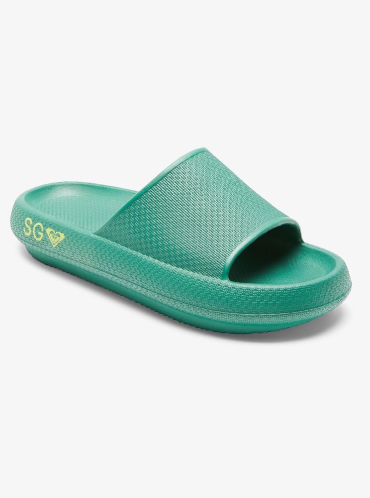 Sandales Roxy SG Slippery Slider Vert Femme | IBZ-12666850