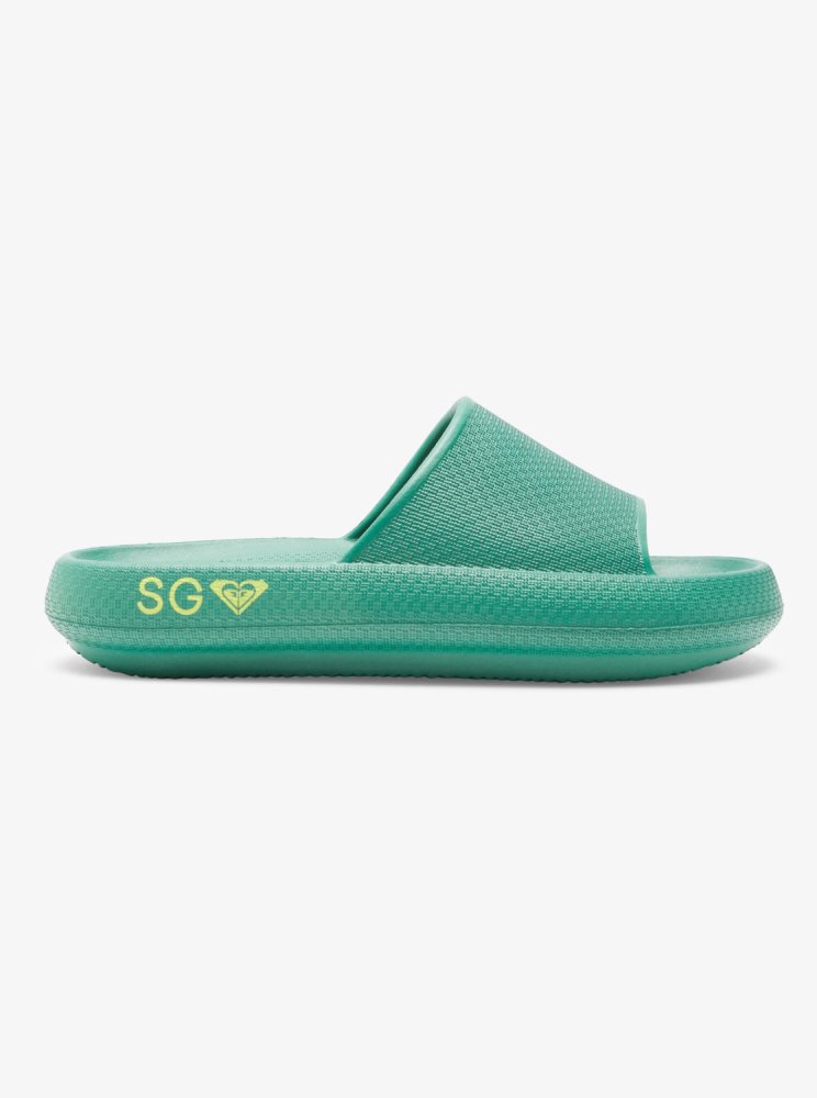 Sandales Roxy SG Slippery Slider Vert Femme | IBZ-12666850