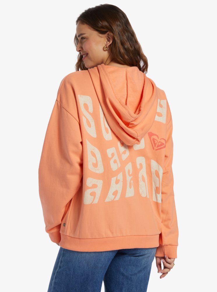 Sweat à Capuche Roxy Oversized Evening Hike A Oversize Rose Femme | QVE-97384462