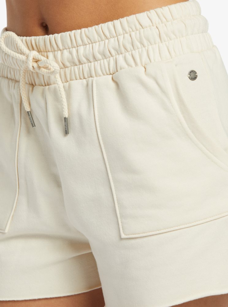 Shorts Roxy Hike Corta Sweatshirt Blanche Femme | OJN-14996225