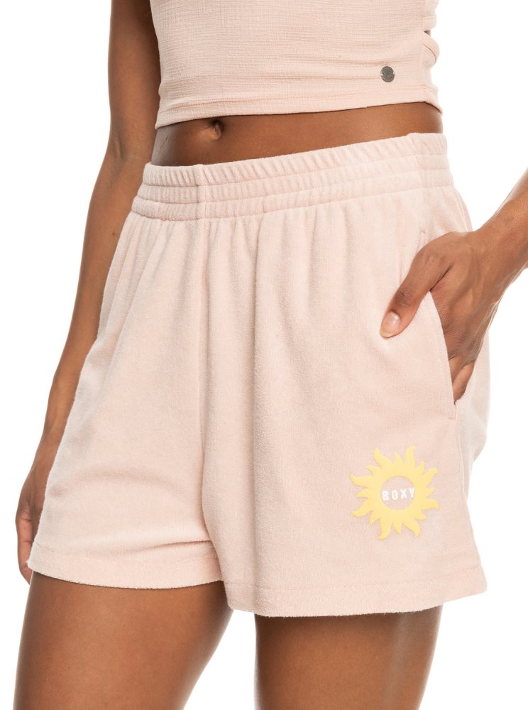 Shorts Roxy Better Not Wait Toweling Corail Femme | XAA-88504053