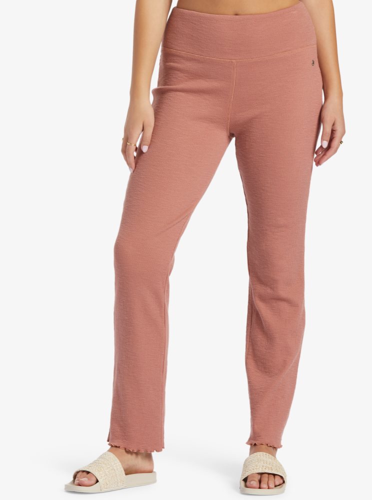 Pantalon Roxy Zuma Knit High Taille Knit Flare Rose Femme | KTA-34289992