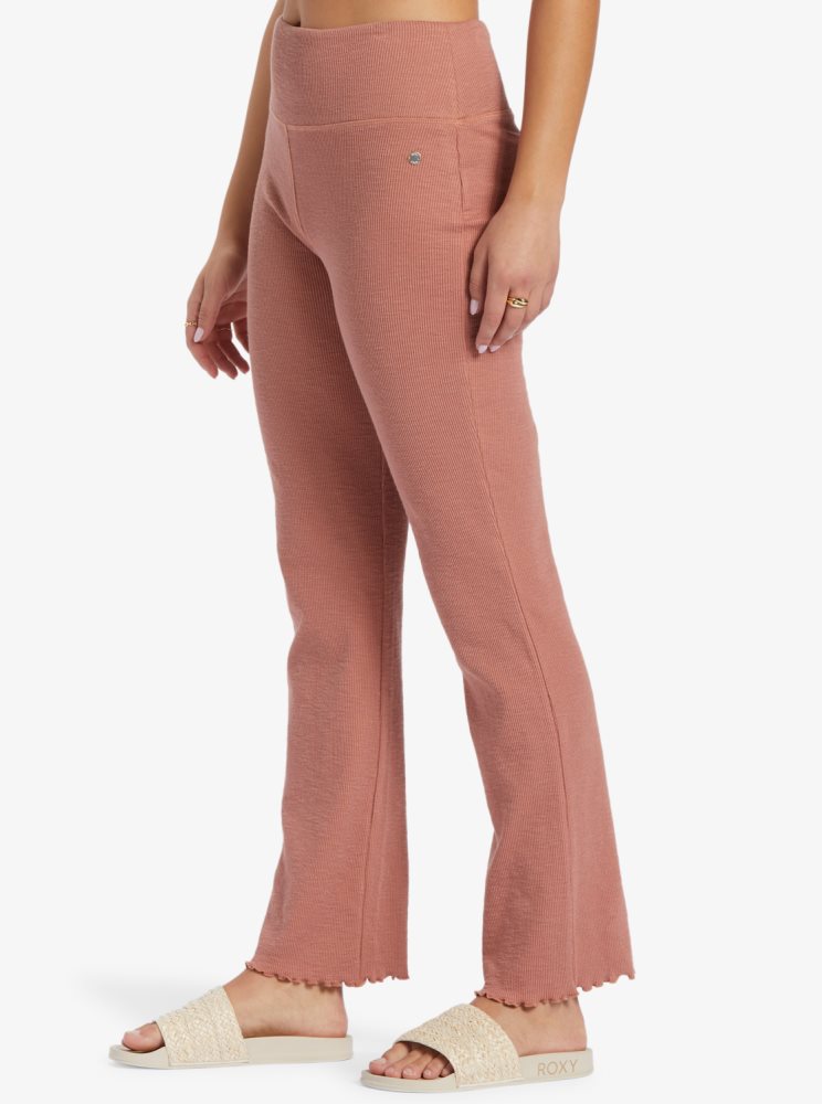 Pantalon Roxy Zuma Knit High Taille Knit Flare Rose Femme | KTA-34289992