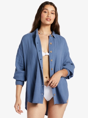 Chemises Roxy Mellow Morning Long Sleeve Bleu Femme | HWB-89809542