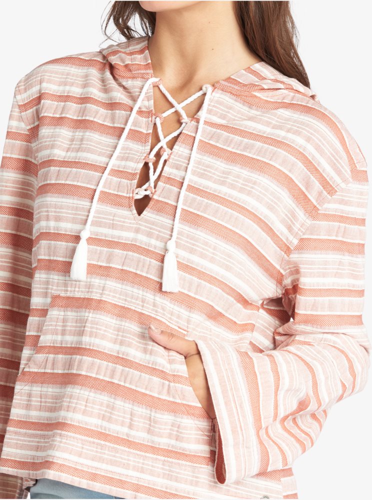 Sweat à Capuche Roxy Paradise Calling Woven Poncho Stripes Femme | SBT-05080801