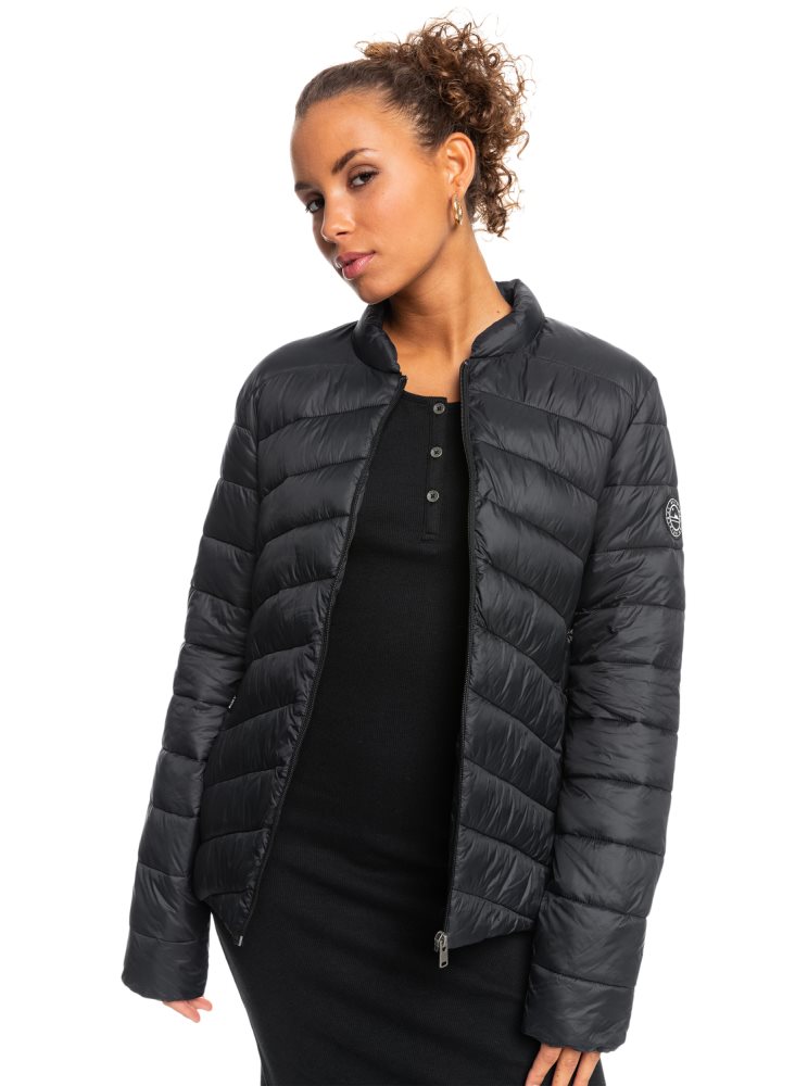 Vestes Roxy Coast Route Puffy Zip-Up Grise Foncé Femme | ECF-93934997