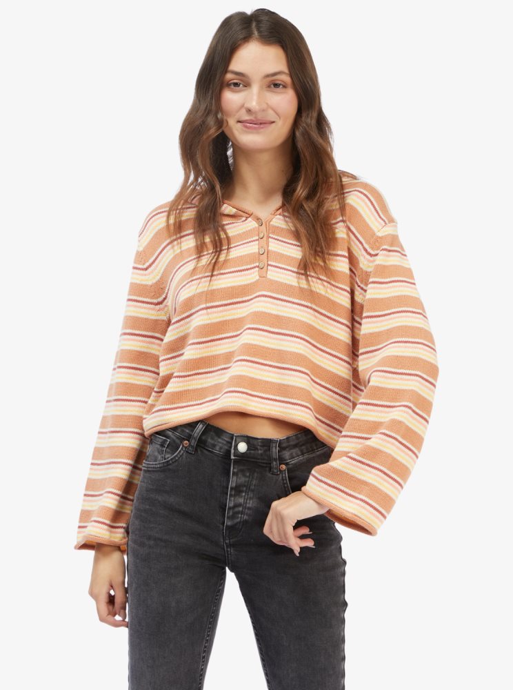 Sweat à Capuche Roxy Side Swipe Poncho Stripes Femme | PYU-57130952