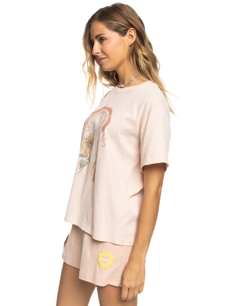 T Shirts Roxy Moonlight Sunset A Oversized Boyfriend Corail Femme | LJJ-35286601