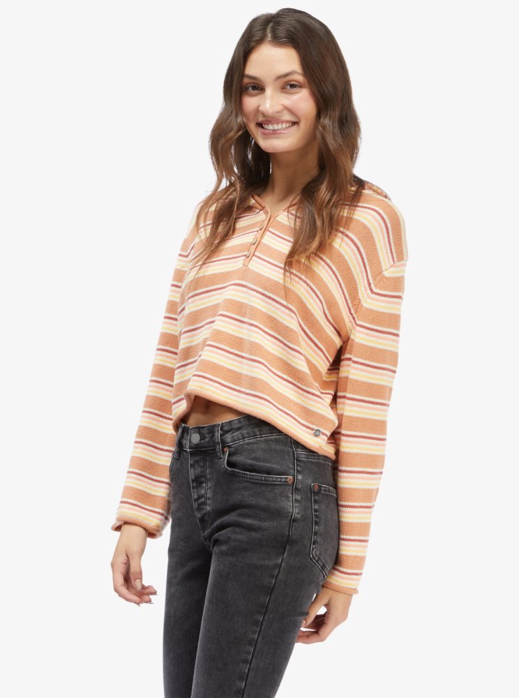 Sweat à Capuche Roxy Side Swipe Poncho Stripes Femme | PYU-57130952