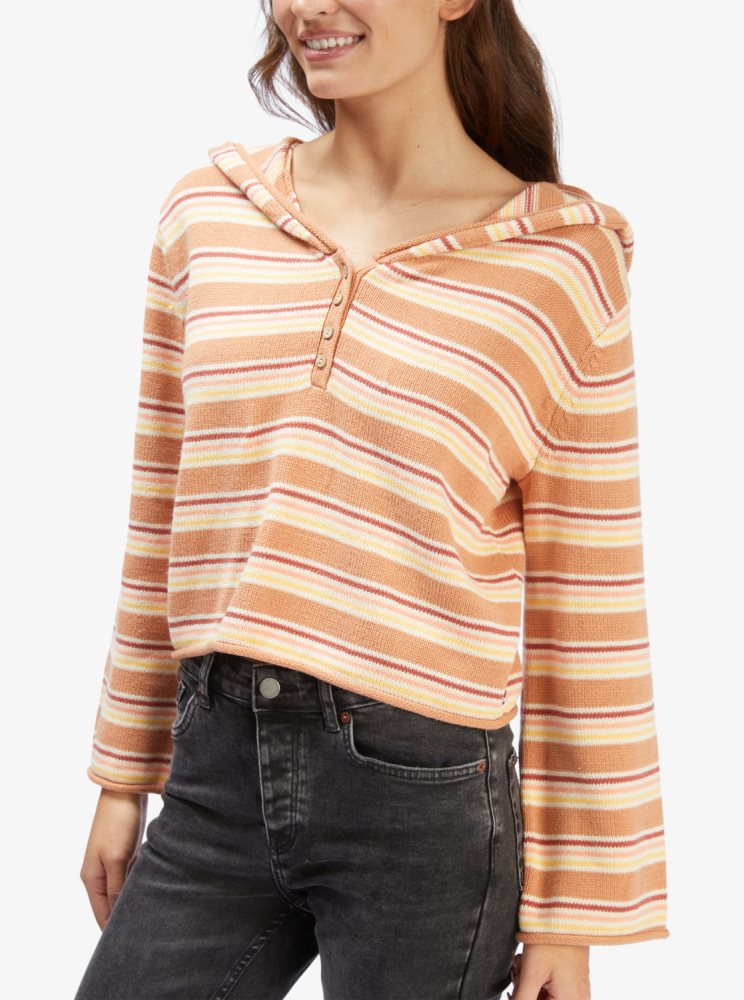 Sweat à Capuche Roxy Side Swipe Poncho Stripes Femme | PYU-57130952