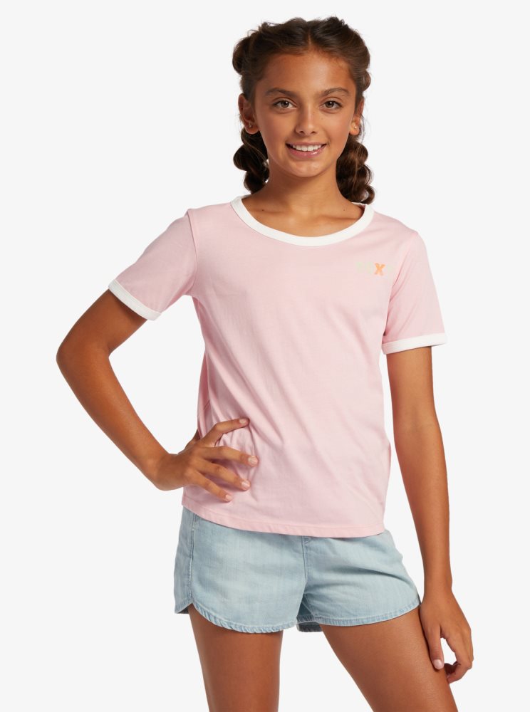 T Shirts Roxy 4-16 Cottonflower Rose Enfant | ADO-90263456