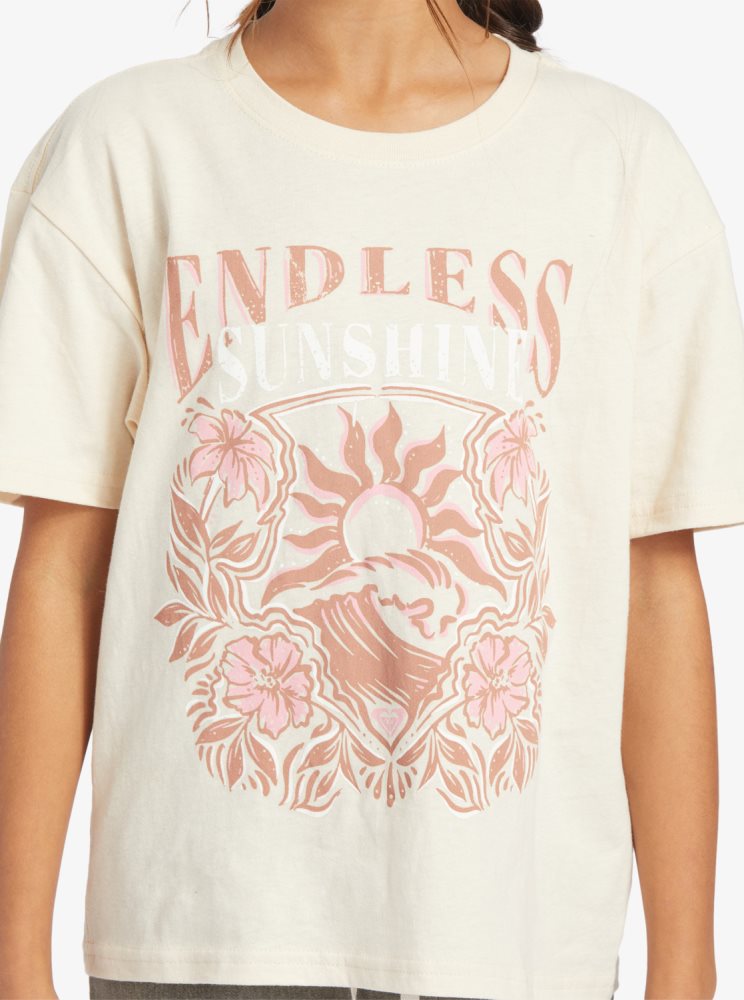 T Shirts Roxy 4-16 Endless Sunshine Oversized Blanche Enfant | VWP-95958330