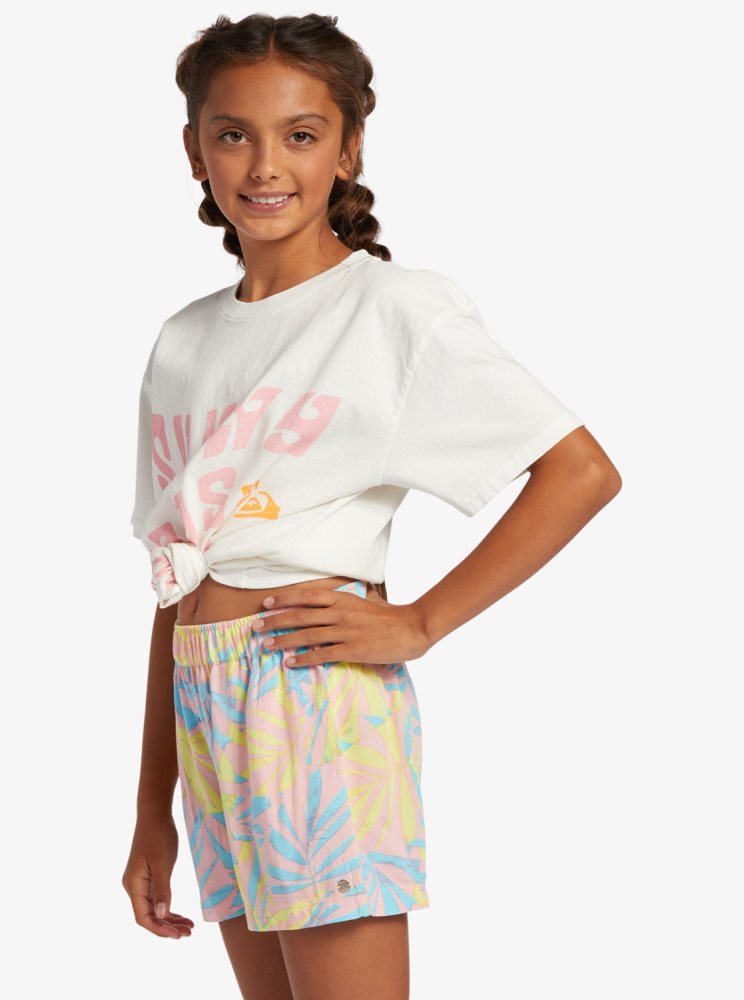 Shorts Roxy 4-16 Blue Ocean Floor Viscose Vert Enfant | IYA-89641550