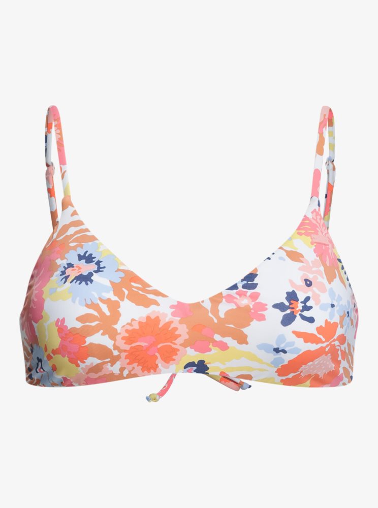 Hauts De Bikini Roxy Printed Beach Classics Athlétiques Triangle Blanche Femme | DBQ-01582533