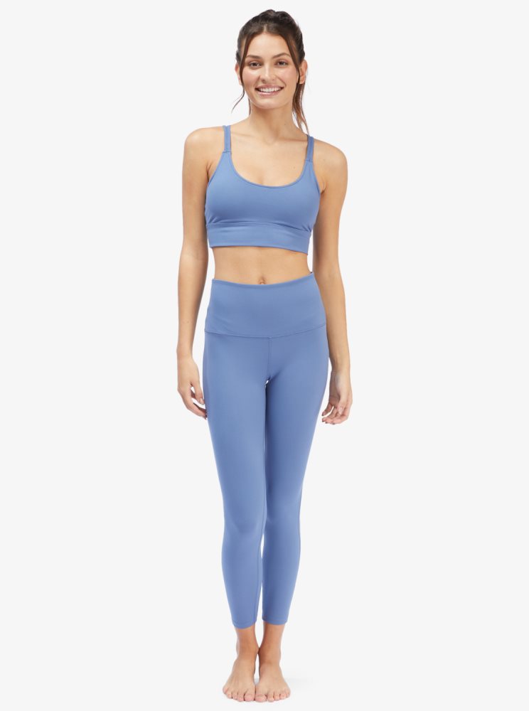 Leggings Roxy Kaileo High Waisted Ankle Length Workout Bleu Femme | KVU-82671342